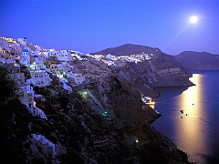 Moonrise Over Santorini, Greece